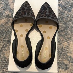 Boden Black and Leopard Print “Cleo” Flats